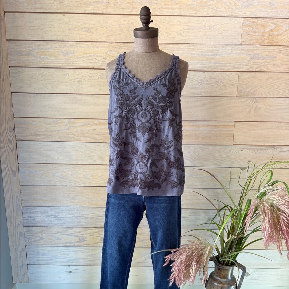 Sundance Charcoal Lace Trim Tank